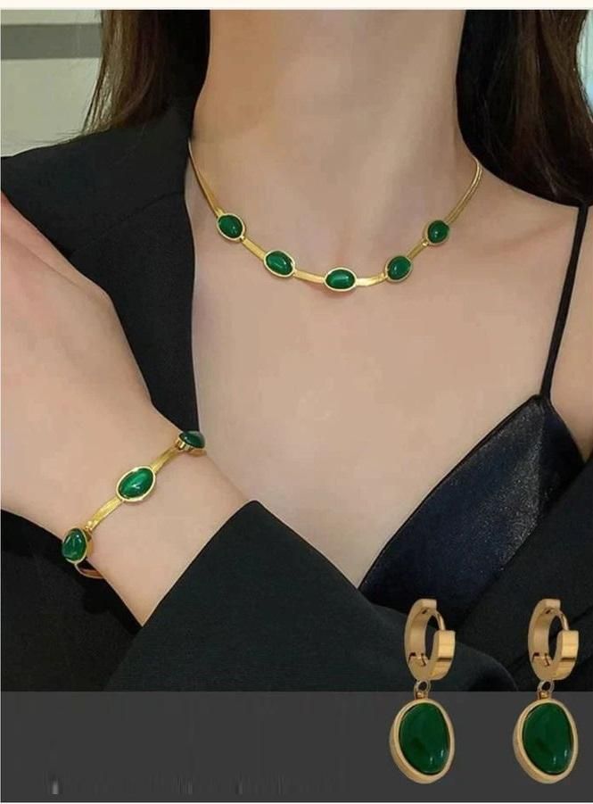 Crystal Pendant Necklace With Bracelet